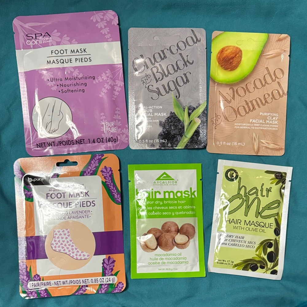 Self Care Mask Set for Hair, Feet, and Face